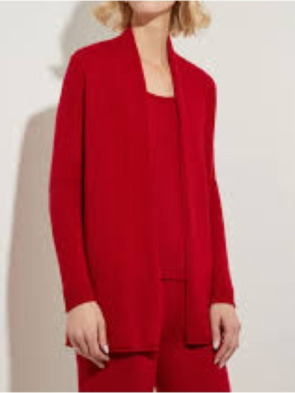 Misook Women’s 100% Cashmere 2 Pieces Cardigan Sweater & Tank Top in Red L